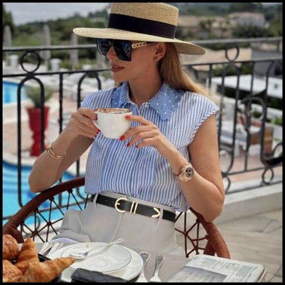 3 Pack Women\'s Skinny Leather Belts Gold Buckle Fashion Elegant Minimal Chic main image 2